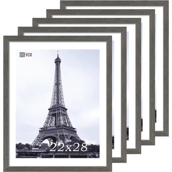 New 22x28 Frame Set of 5 Gray Solid Wood Poster Picture Frame Exclusive Wood